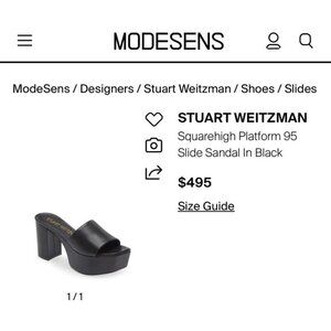 $495 Stuart Weitzman Women’s Black Leather Platform Sandals High Heels Shoes 9.5